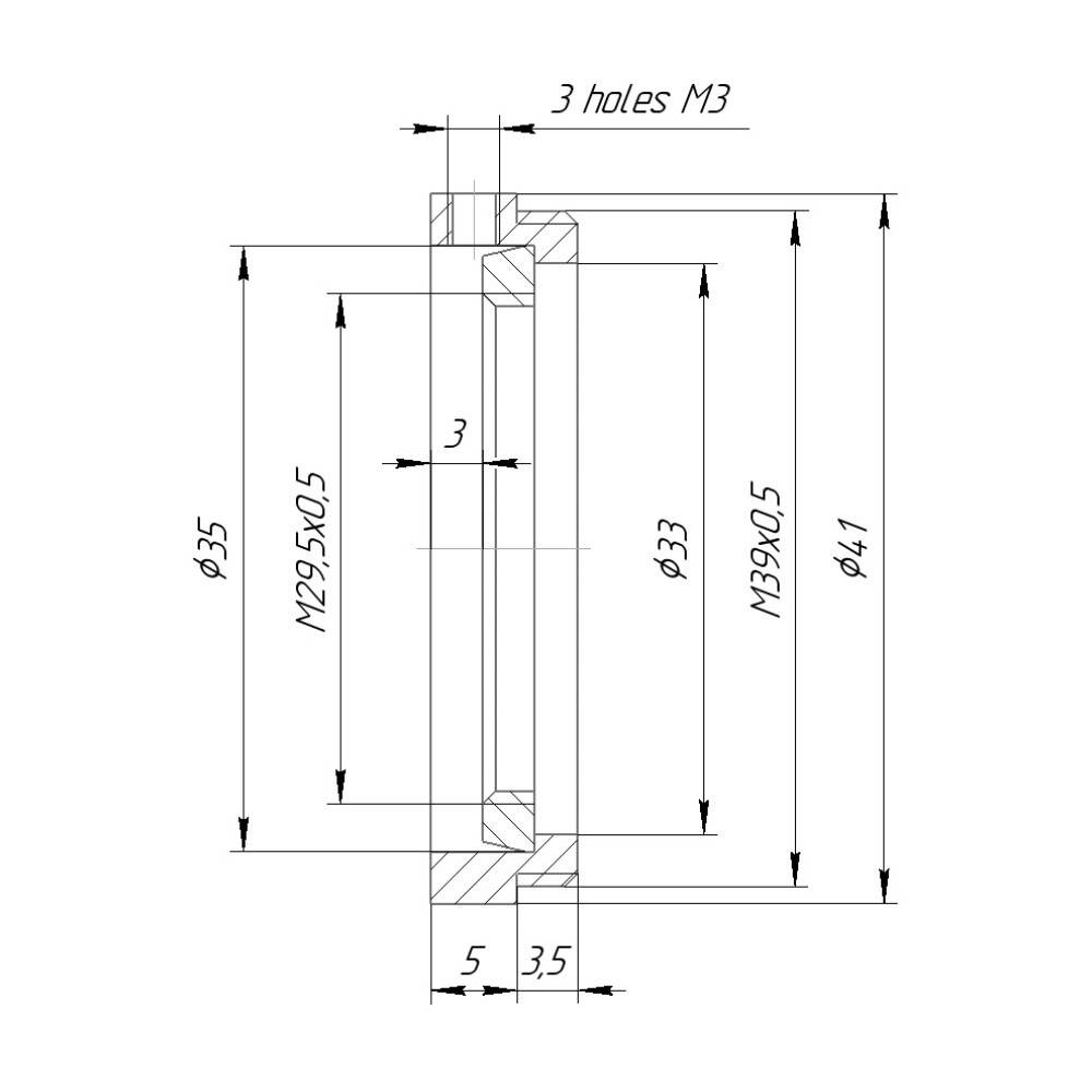 M39x0.5 male to M29.5x0.5 female thread adapter, rotatable