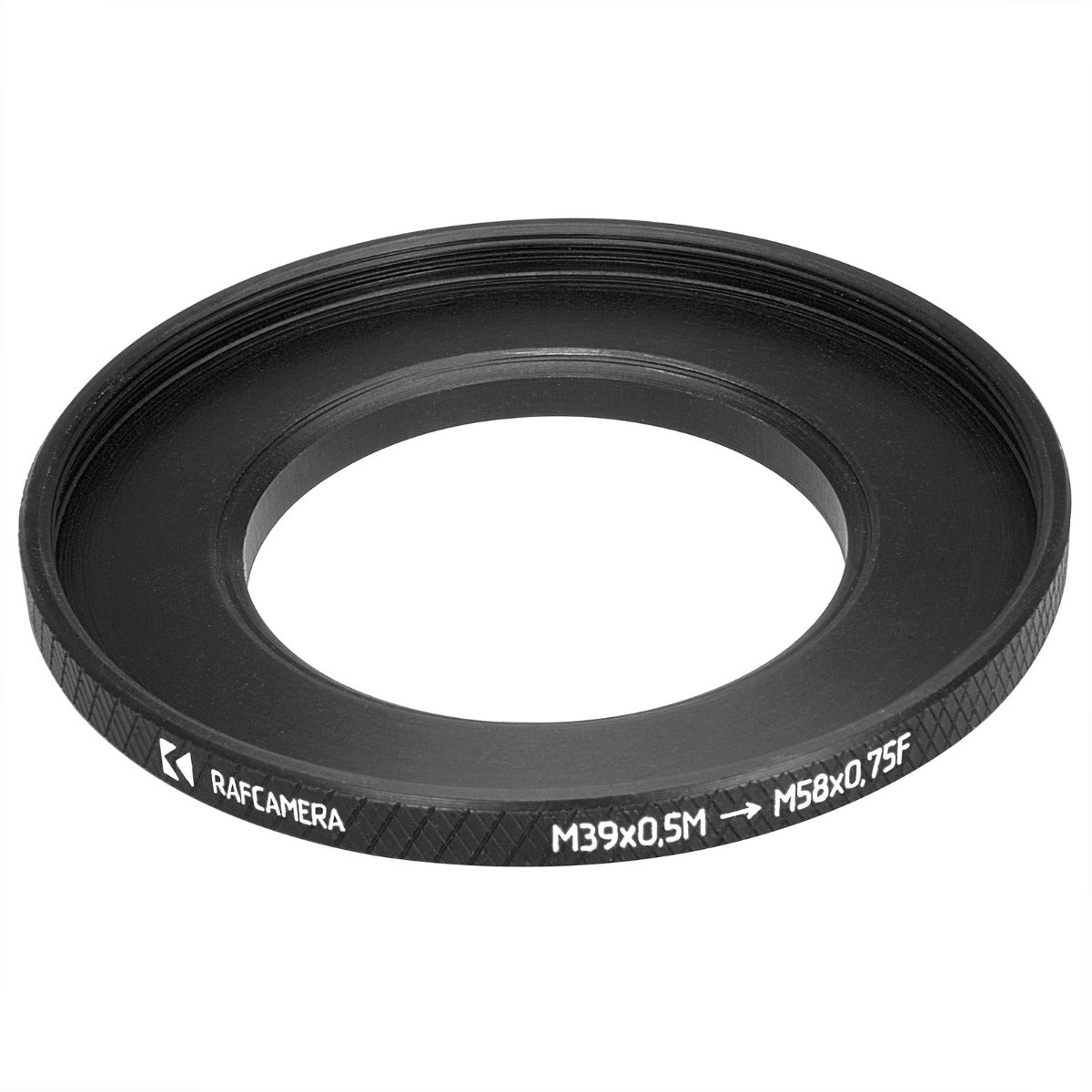 M39x0.5 male to M58x0.75 female thread adapter (39mm to 58mm step-up ring)