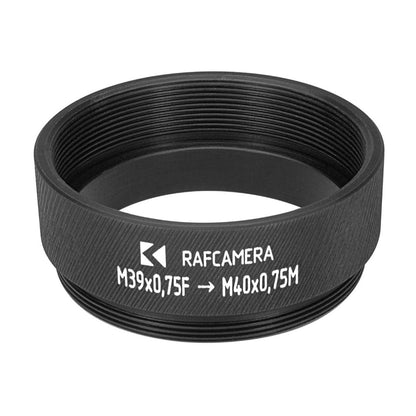 M39x0.75 female to M40x0.75 male thread adapter, 10mm depth