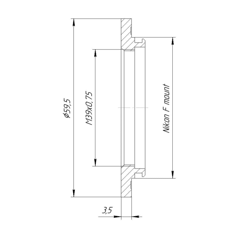 M39x0.75 female thread to Nikon F camera mount adapter