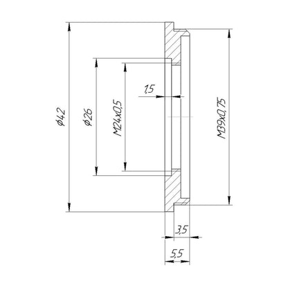 M39x0.75 male to M24x0.5 female thread adapter for Bolex 8/19/1.5x lens