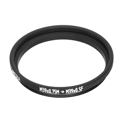 M39x0.75 male to M39x0.5 female thread adapter (pitch converter)