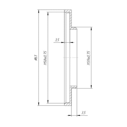 M39x0.75 male to M58x0.75 female thread adapter (39mm to 58mm step-up ring)