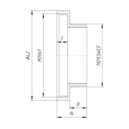 M39x1 female to M29.5x0.5 male thread adapter for Copal #0 shutter