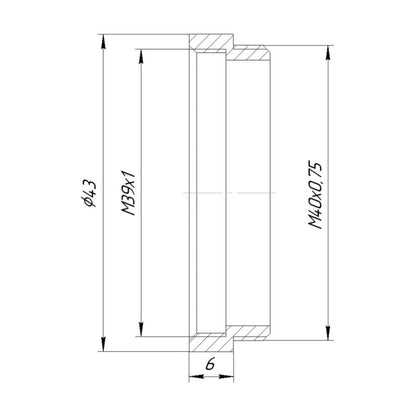 M39x1 female to M40x0.75 male thread adapter for #1 shutters