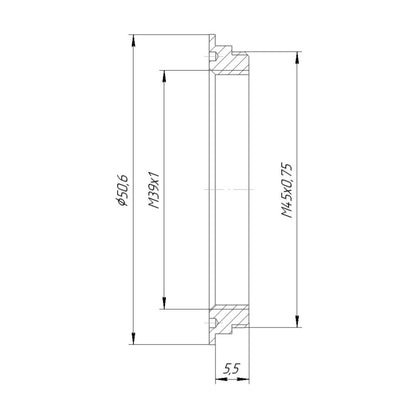 M39x1 female to M45x0.75 male thread adapter for Rodenstock/Linos Modular Focus