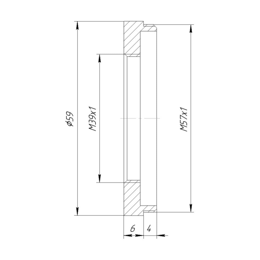 M39x1 female to M57x1 male thread adapter
