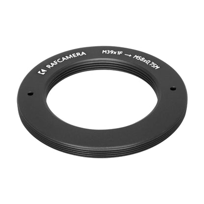 M39x1 female to M58x0.75 male thread adapter, flangeless