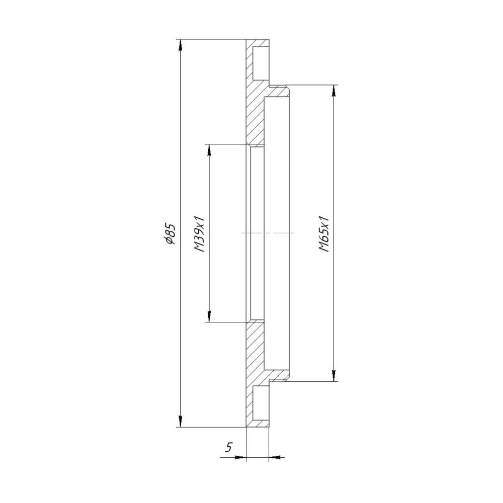 M39x1 female to M65x1 male thread adapter
