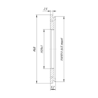 M39x1 female thread to Mamiya 645 camera mount adapter