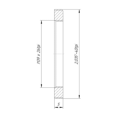 M39x1 female to SM2 male thread adapter, flangeless