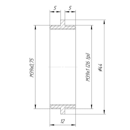 M39x1 male to M39x0.75 male thread adapter