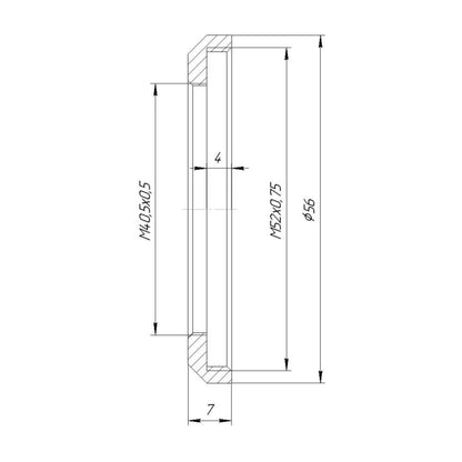 M40.5x0.5 female to M52x0.75 female thread adapter (filter step-up ring)