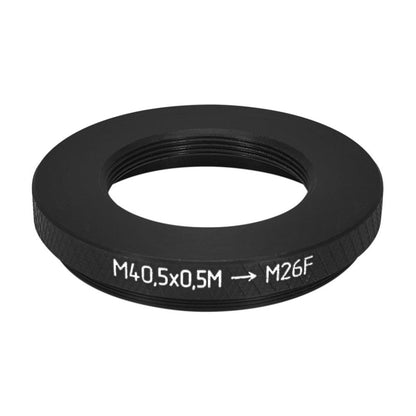 M40.5x0.5 male to M26x0.7 female thread adapter (40.5mm to 26mm step-down ring)