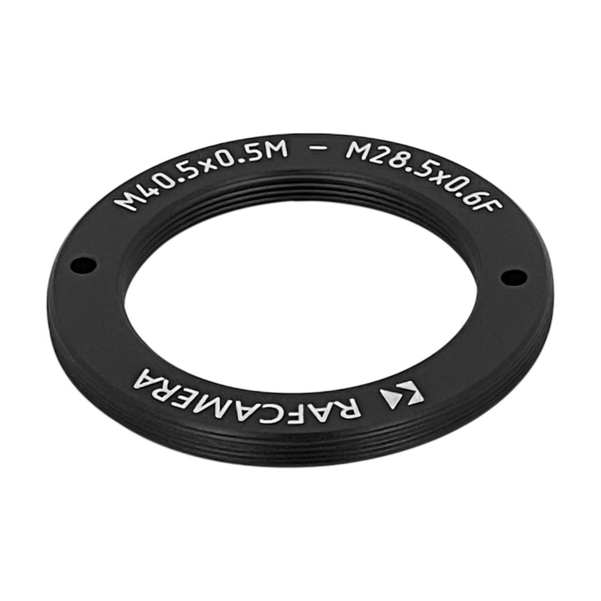 M40.5x0.5 male to M28.5x0.6 female thread adapter, flangeless