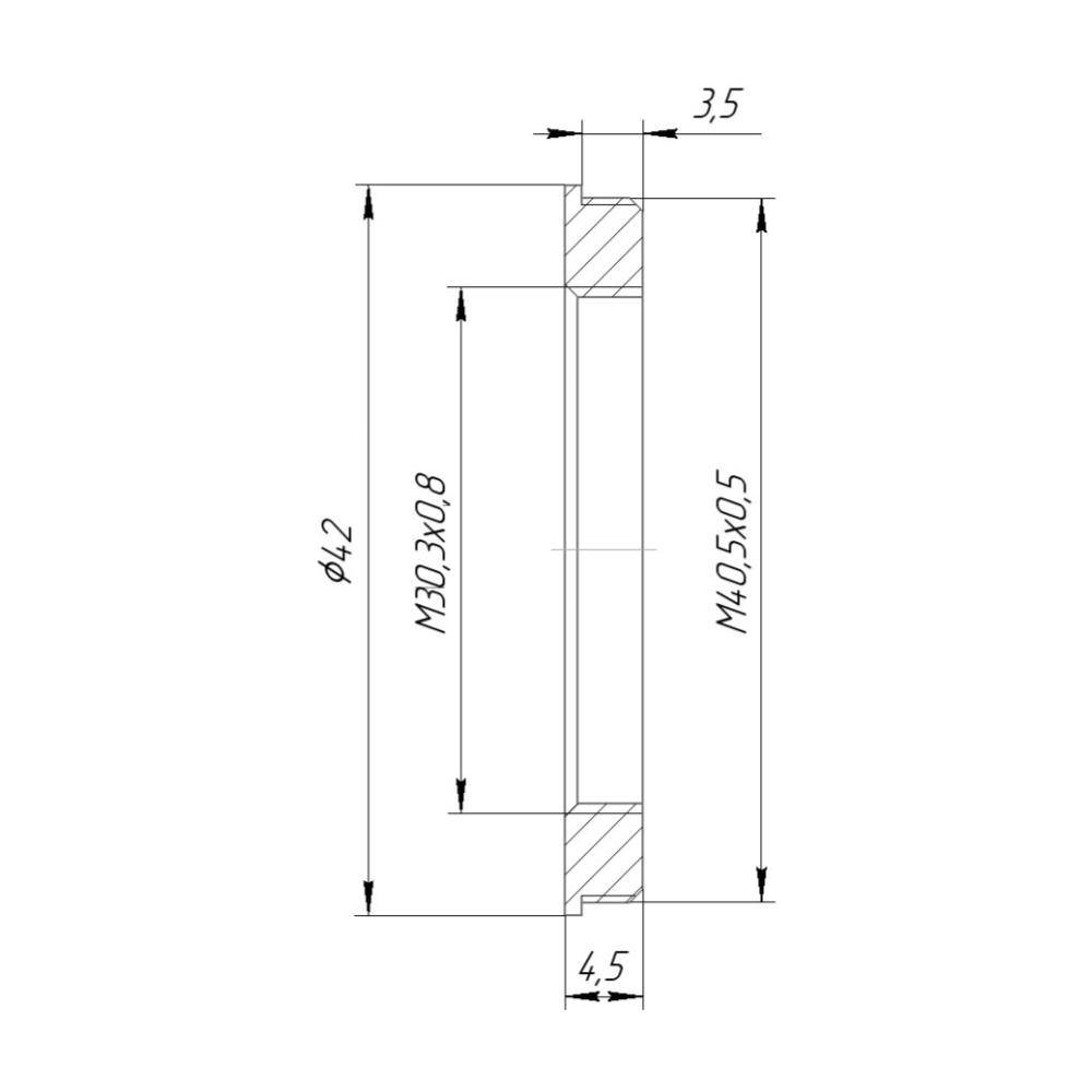 M40.5x0.5 male to M30.3x0.8 female thread adapter