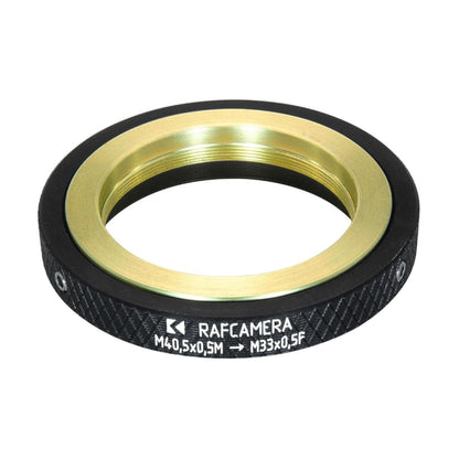M40.5x0.5 male to M33x0.5 female thread adapter, adjustable