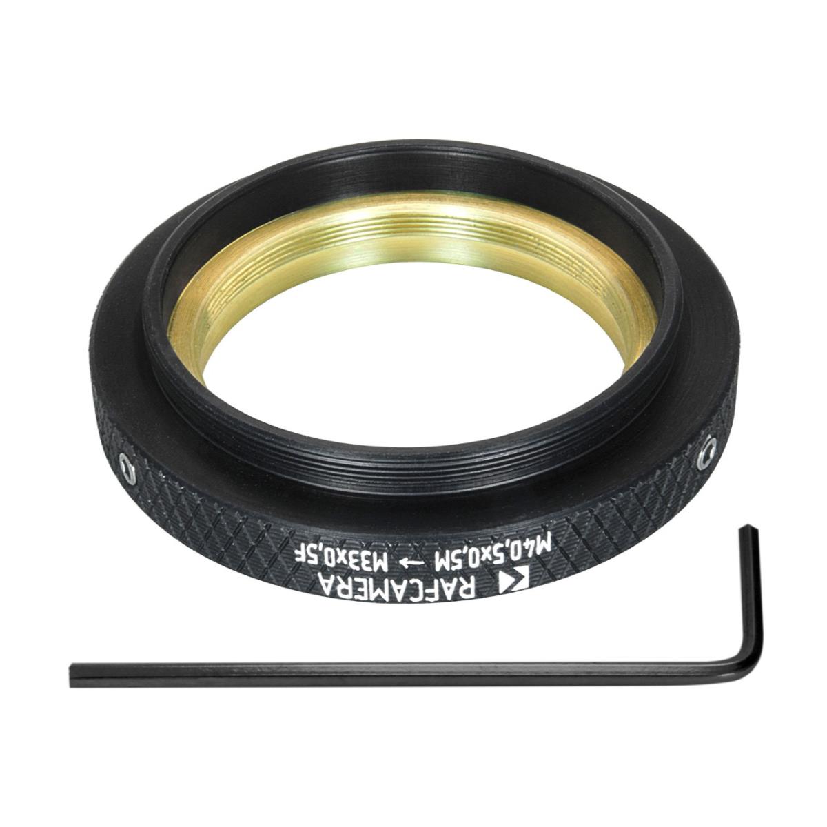 M40.5x0.5 male to M33x0.5 female thread adapter, adjustable
