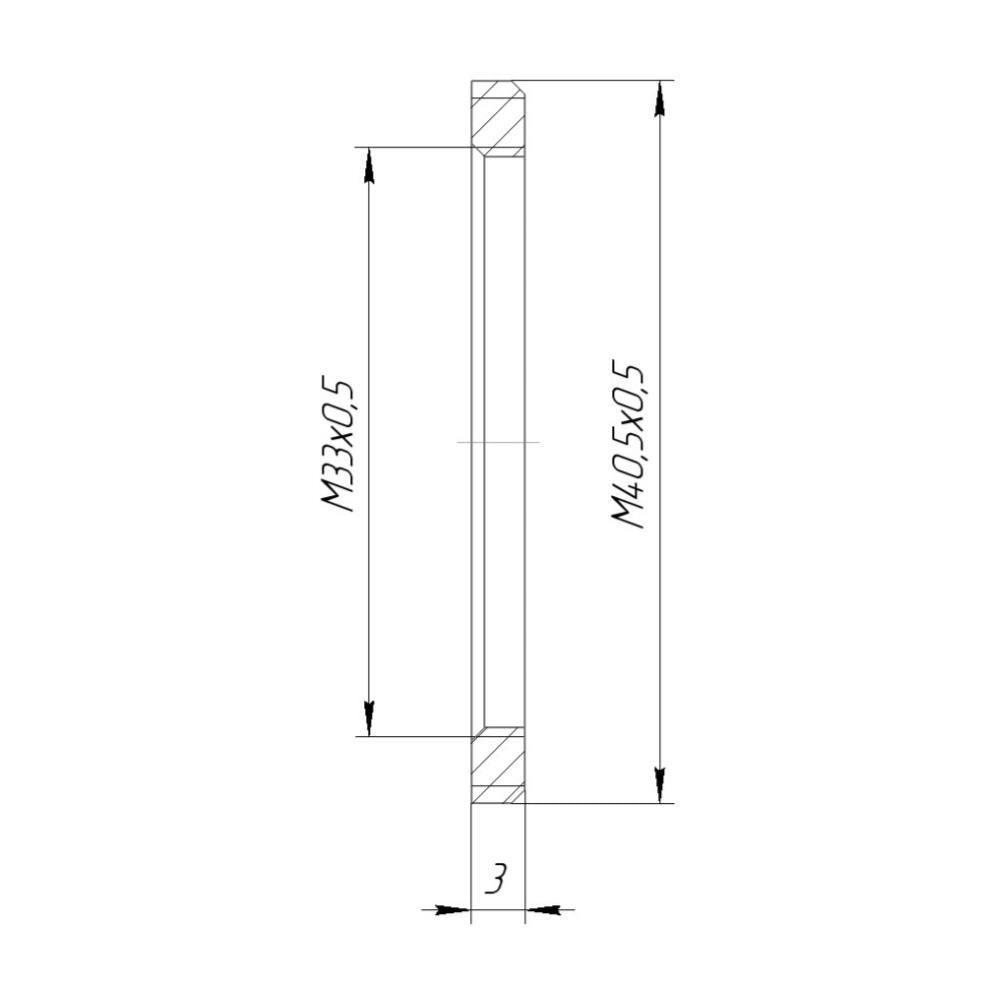 M40.5x0.5 male to M33x0.5 female thread adapter, flangeless