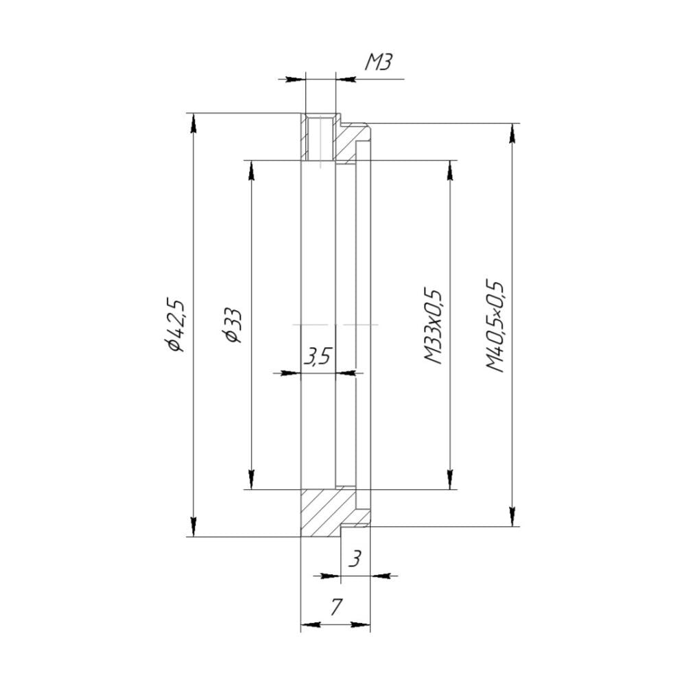 M40.5x0.5 male to M33x0.5 female thread adapter