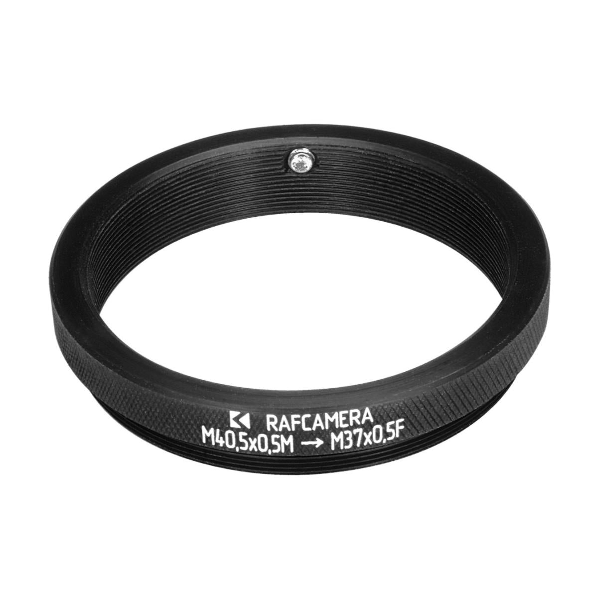 M40.5x0.5 male to M37x0.5 female thread adapter (40.5mm to 37mm step-down ring)