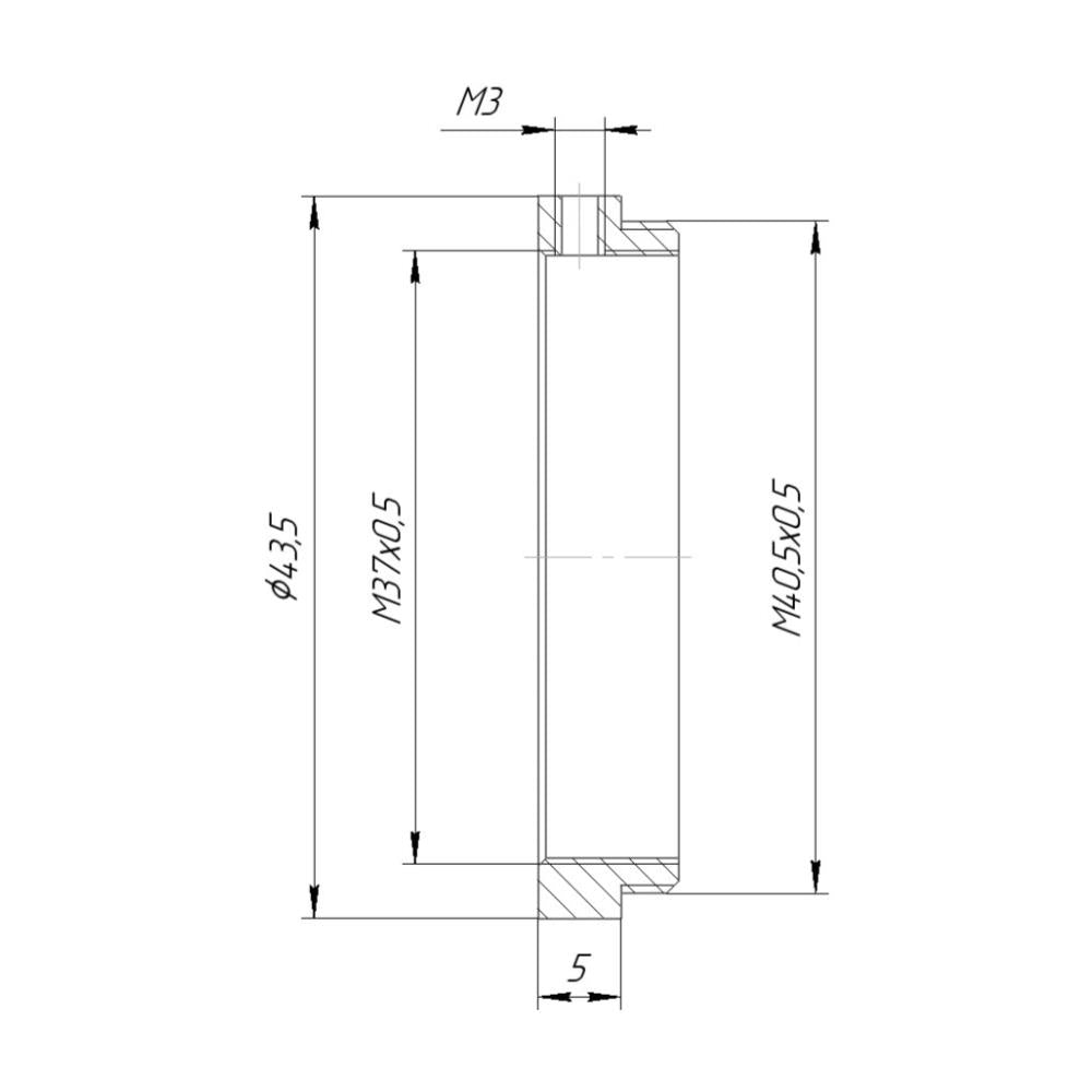 M40.5x0.5 male to M37x0.5 female thread adapter (40.5mm to 37mm step-down ring)