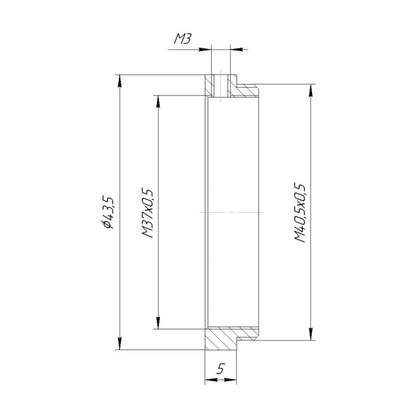 M40.5x0.5 male to M37x0.5 female thread adapter (40.5mm to 37mm step-down ring)