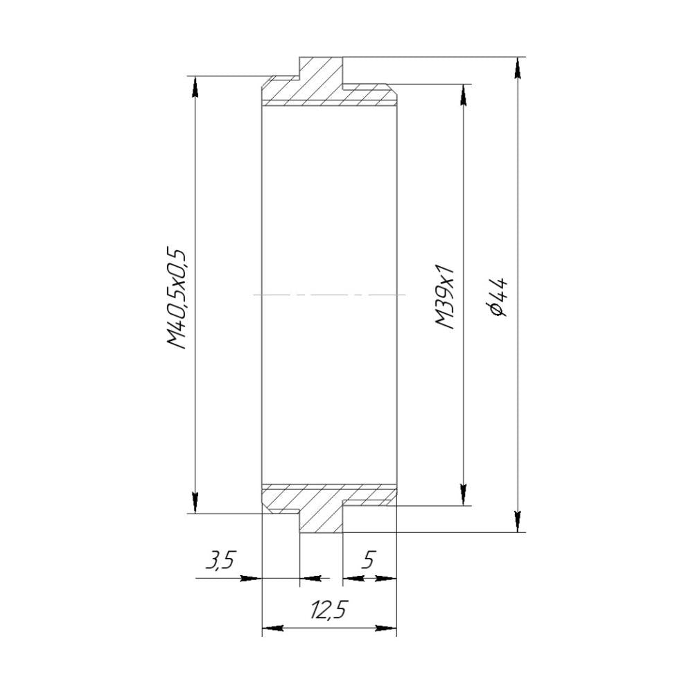 M40.5x0.5 male to M39x1 (LTM) male thread adapter