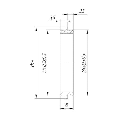 M40.5x0.5 male to M40.5x0.5 male thread adapter