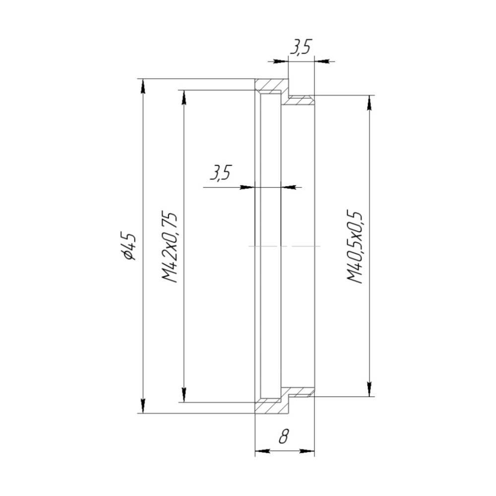 M40.5x0.5 male to M42x0.75 female thread adapter