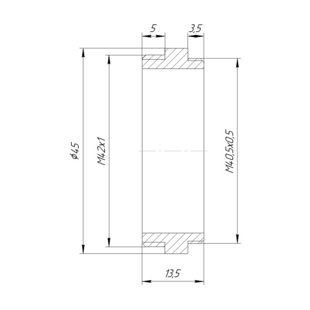 M40.5x0.5 male to M42x1 male thread adapter