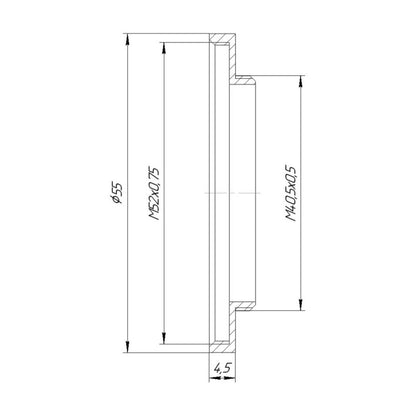 M40.5x0.5 male to M52x0.75 female thread adapter (40.5mm to 52mm step-up ring)