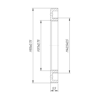 M40.5x0.5 male to M55x0.75 male thread adapter for Rapido FVD-8A