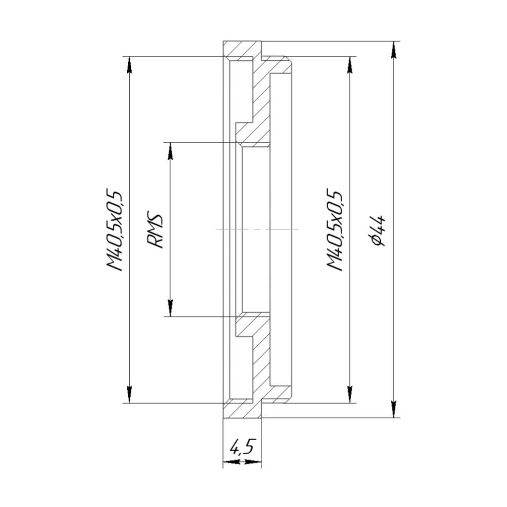 M40.5x0.5 male to RMS female thread adapter (40.5mm to RMS step-down ring)