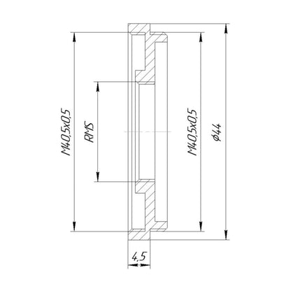 M40.5x0.5 male to RMS female thread adapter (40.5mm to RMS step-down ring)