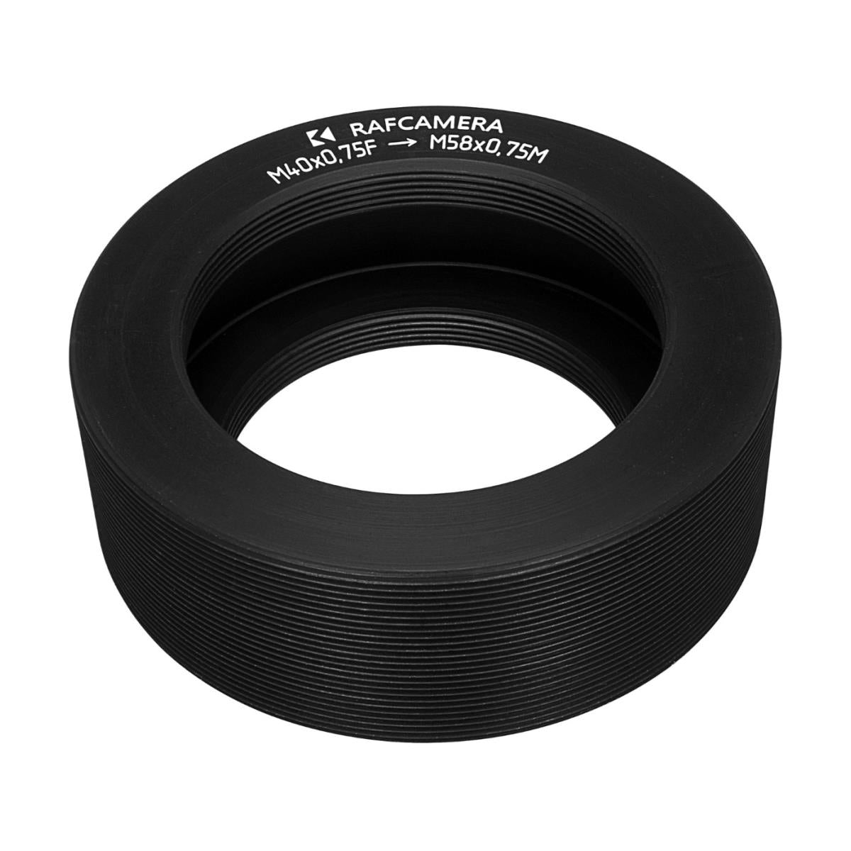 M40x0.75 and M36x0.75 female to M58x0.75 male thread adapter, 20mm long