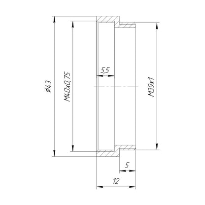 M40x0.75 female to M39x1 male thread adapter