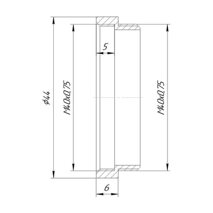 M40x0.75 female to M40x0.75 male thread adapter (6mm extender)