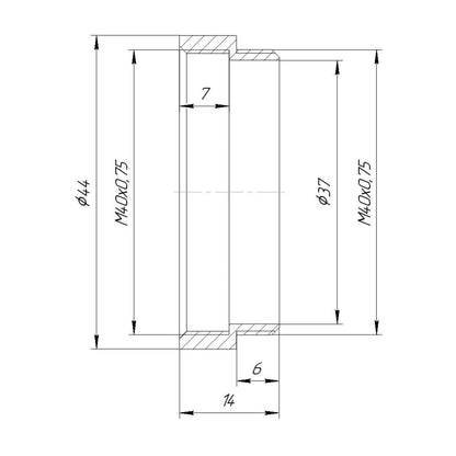 M40x0.75 female to M40x0.75 male thread adapter (8mm extender)