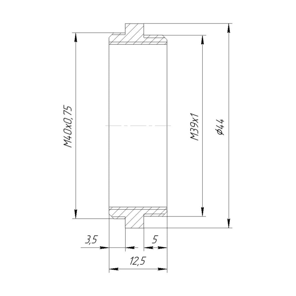 M40x0.75 male to M39x1 male thread adapter