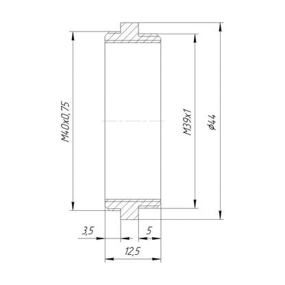 M40x0.75 male to M39x1 male thread adapter