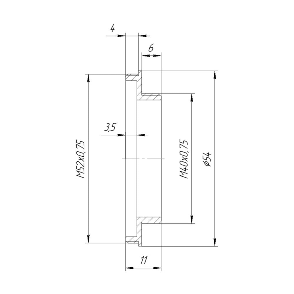 M40x0.75 male to M52x0.75 male thread adapter
