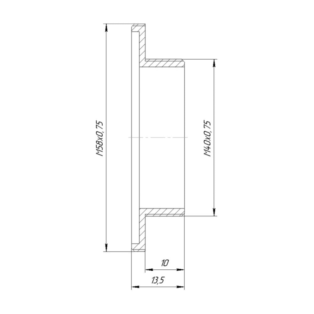 M40x0.75 male to M58x0.75 male thread adapter