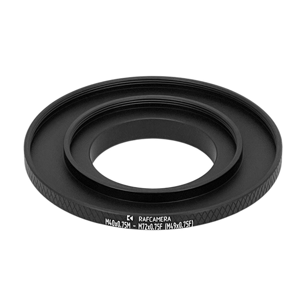 M40x0.75 male to M72x0.75 female and M49x0.75 female thread adapter