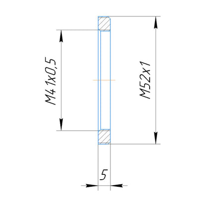 M41x0.5 female to M52x1 male thread adapter for Nikon-Rayfact lens, flangeless