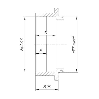 M41x0.5 female thread to MFT camera mount adapter for Kubotek lens