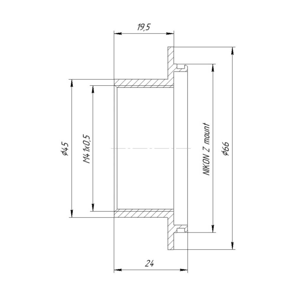 M41x0.5 female thread to Nikon Z-mount camera adapter
