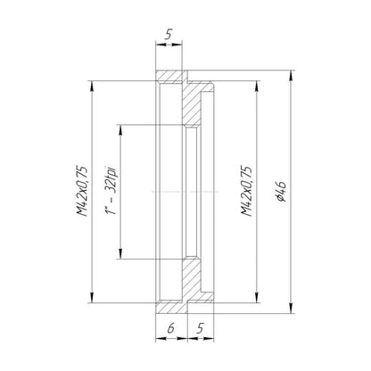 M42x0.75 male/female to C-mount female thread adapter