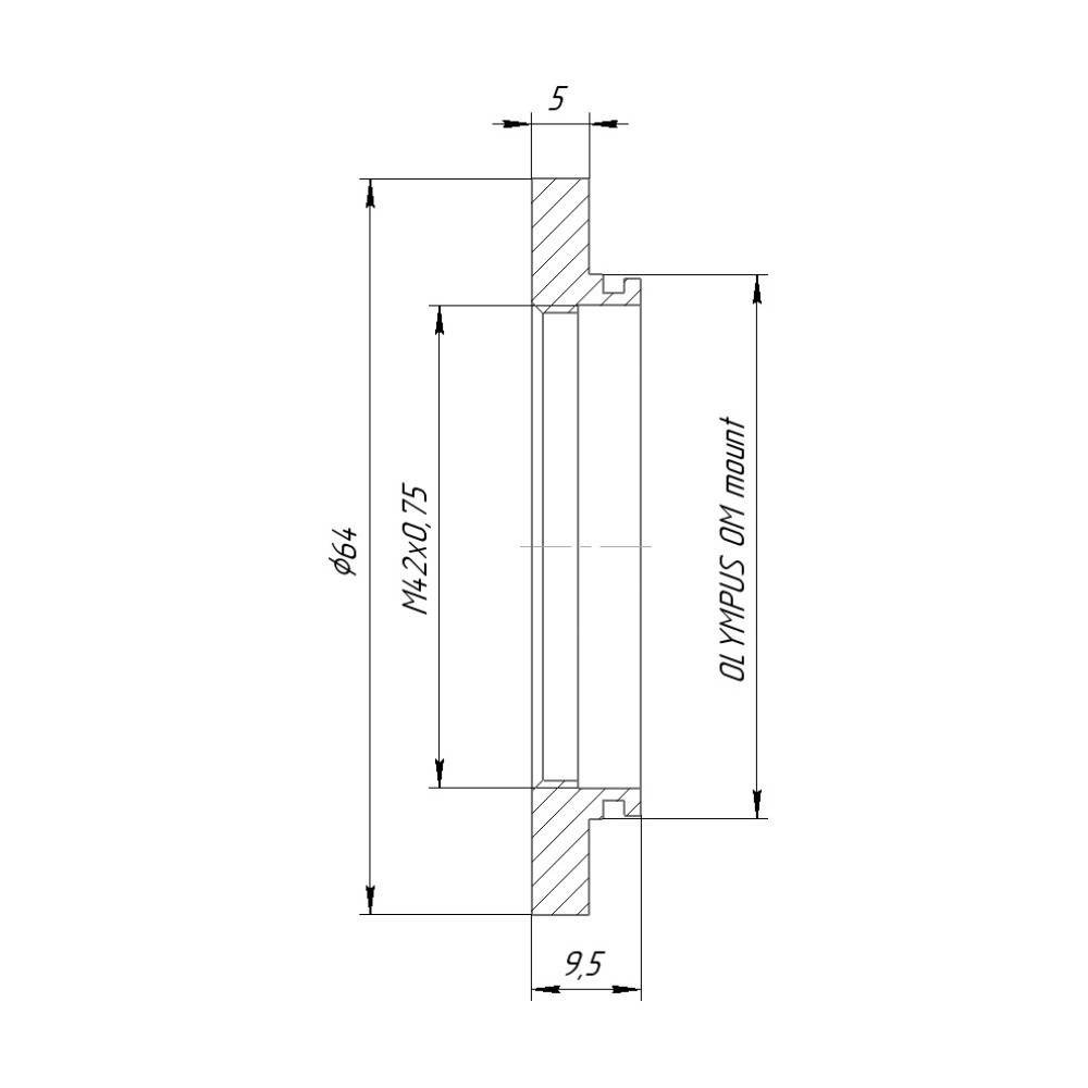 M42x0.75 female thread to Olympus OM camera mount adapter