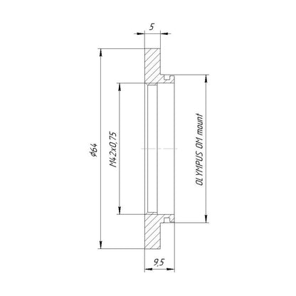 M42x0.75 female thread to Olympus OM camera mount adapter